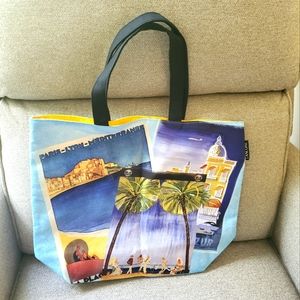 Tote Beach Bag Art Deco Postcard Theme